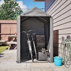 Abri à vélos 187 x 100 x 160 cm, structure tubulaire en acier galvanisé, bâche PE 170 g/m² imperméable et résistante aux UV, porte zippée, gris foncé
