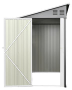 Abri de jardin métallique 291 × 110,8 × 188,6 cm, modèle adossé réversible (montage gauche/droite), porte verrouillable, 2 fenêtres, kit toit et plancher, acier galvanisé