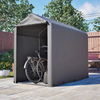 Abri à vélos 187 x 100 x 160 cm, structure tubulaire en acier galvanisé, bâche PE 170 g/m² imperméable et résistante aux UV, porte zippée, gris foncé