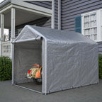 Abri à vélos 160 x 220 x 165 cm, bâche PE imperméable, structure en acier thermolaqué, porte sectionnelle, 8 supports, gris