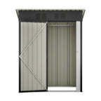 Abri de jardin 152,2 x 83,6 x 182 cm, 1,27 m², en acier thermolaqué, porte métallique verrouillable, sans fenêtres, toit plat, noir
