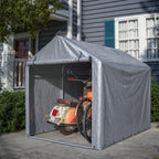 Abri à vélos 160 x 220 x 165 cm, bâche PE imperméable, structure en acier thermolaqué, porte sectionnelle, 8 supports, gris